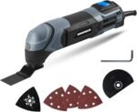 Hammerhead Multiferramenta oscilante de 2,2 Amp com 1 lâmina de corte nivelado, 1 lâmina de serra semicírculo, 1 lixa de lixamento, 3 papéis de lixa - HAMT022