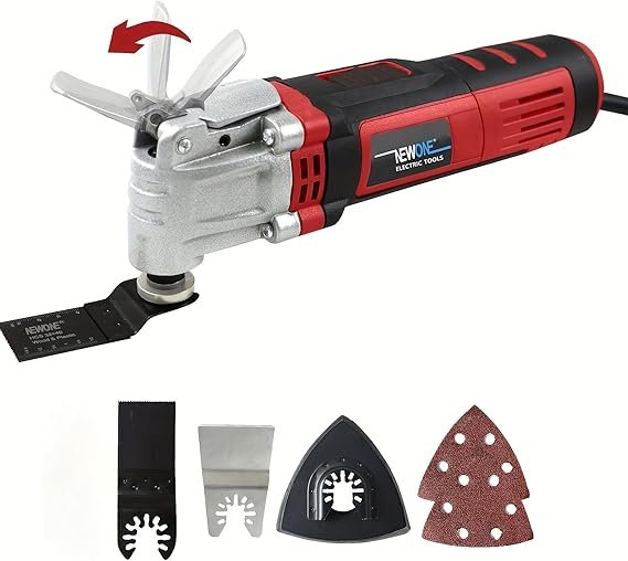 NEWONE Kit multiferramentas oscilantes de 4 Amp com ângulo de oscilação de 4°, velocidade variável 6 com lâminas multiferramentas elétricas de 5 peças (vermelho preto) NEWONE Kit multiferramentas oscilantes de 4 Amp com ângulo de oscilação de 4°, velocidade variável 6 com lâminas multiferramentas elétricas de 5 peças (vermelho preto) - Imagem 1