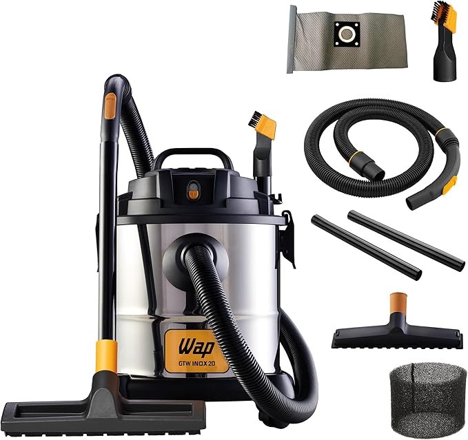 WAP Aspirador de Pó e Água Barril GTW INOX 20, Compacto, 20 Litros, com Filtro Lavável, 160mbar 1600W 220V WAP Aspirador de Pó e Água Barril GTW INOX 20, Compacto, 20 Litros, com Filtro Lavável, 160mbar 1600W 220V - Imagem 1