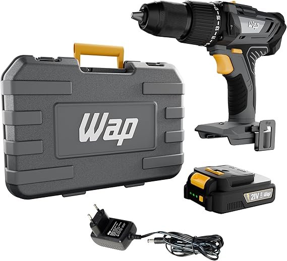 WAP Parafusadeira e Furadeira com Impacto à Bateria 1 2 21V K21 ID03 com Maleta Organizadora Torque 20 Níveis Bivolt WAP Parafusadeira e Furadeira com Impacto à Bateria 1/2" 21V K21-ID03, com Maleta Organizadora, Torque 20 Níveis, Bivolt - Imagem 1