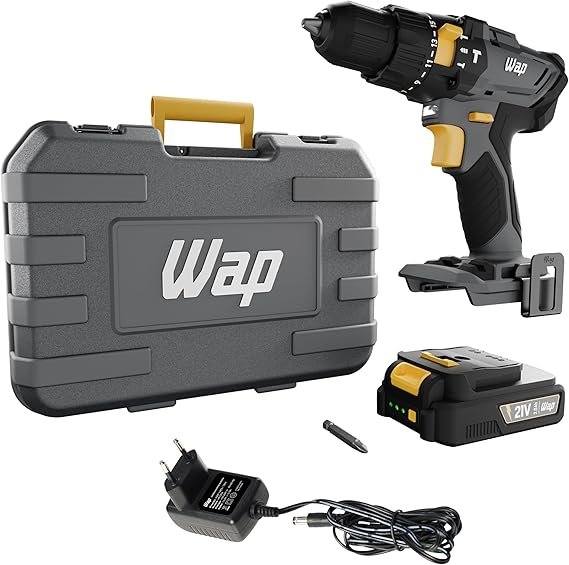 WAP Parafusadeira e Furadeira com Impacto à Bateria 3 8 21V K21 ID01 com Maleta Organizadora Torque 21 Níveis Bivolt WAP Parafusadeira e Furadeira com Impacto à Bateria 3/8" 21V K21-ID01, com Maleta Organizadora, Torque 21 Níveis, Bivolt - Imagem 1